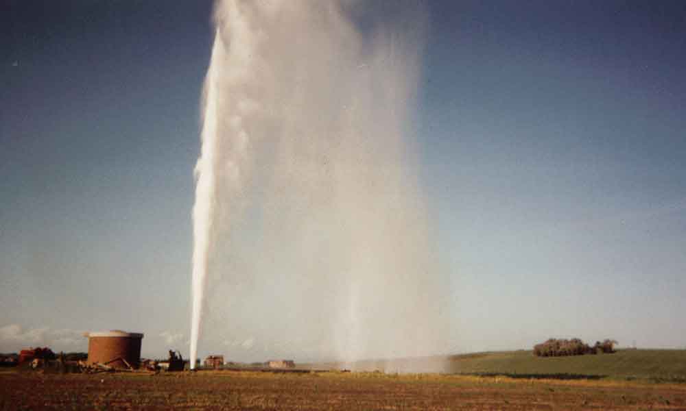 photo of a brine well gushing in stalmine