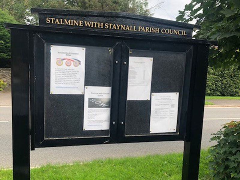 Noticeboard at Staynall Lane